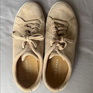 Cole Haan Light Tan Suede Lace-Up Sneakers